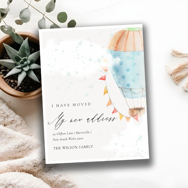 Niedlich Blue Hot Air Ballon Wolken Star I bewegt Postkarte (Von Creator hochgeladen)