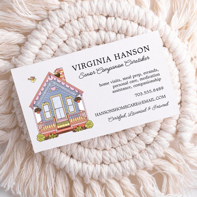 Niedlich Blue House Caregier Services Visitenkarte (Cute House Caregiver Business Card)