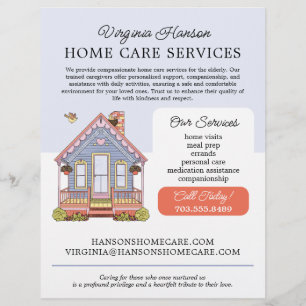 Niedlich Blue House Caregiver Caretaker Services Flyer