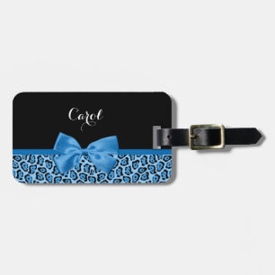 Niedlich Blue Jaguar Print Bright Blue Ribbon und  Gepäckanhänger