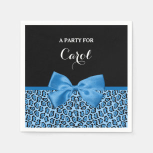 Niedlich Blue Jaguar Print Bright Blue Ribbon und  Serviette