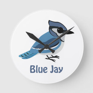 Niedlich Blue Jay Runde Wanduhr