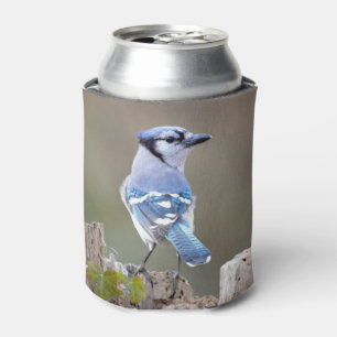 Niedlich Blue Jay Songbird auf Treestump Dosenkühler