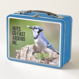 Niedlich Blue Jay Songbird auf Treestump Metall Brotdose