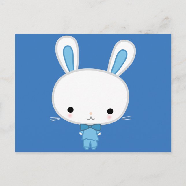 Niedlich Blue Kawaii Bunny Postkarte (Vorderseite)