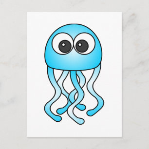 Niedlich Blue Kawaii Jellyfish Postkarte