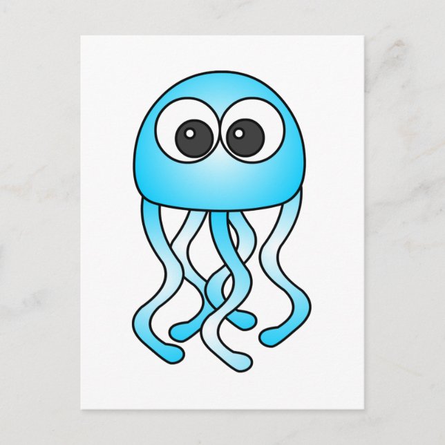 Niedlich Blue Kawaii Jellyfish Postkarte (Vorderseite)