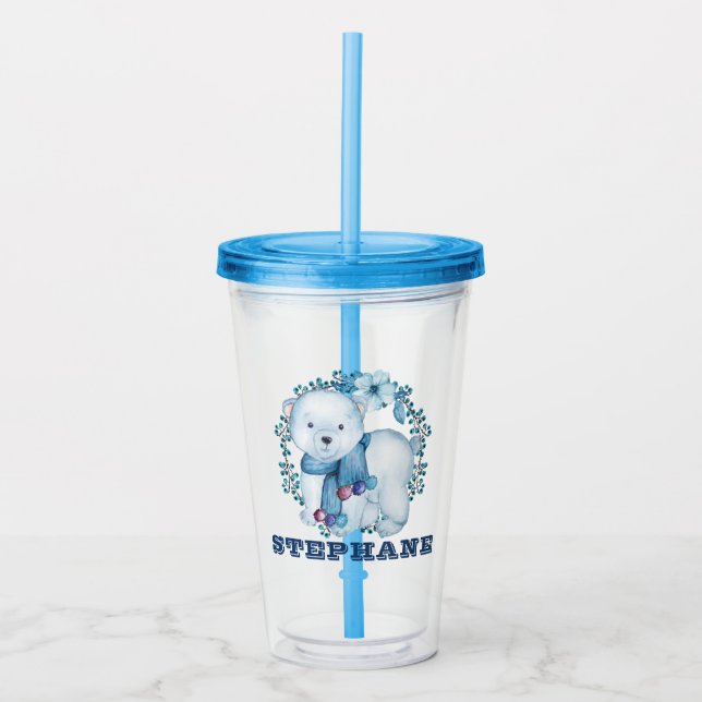 Niedlich Blue Kids Polar Bear Acryltrinkbecher (Vorderseite)