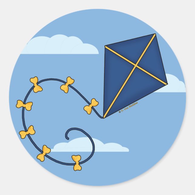 Niedlich Blue Kite Stickers (Vorderseite)