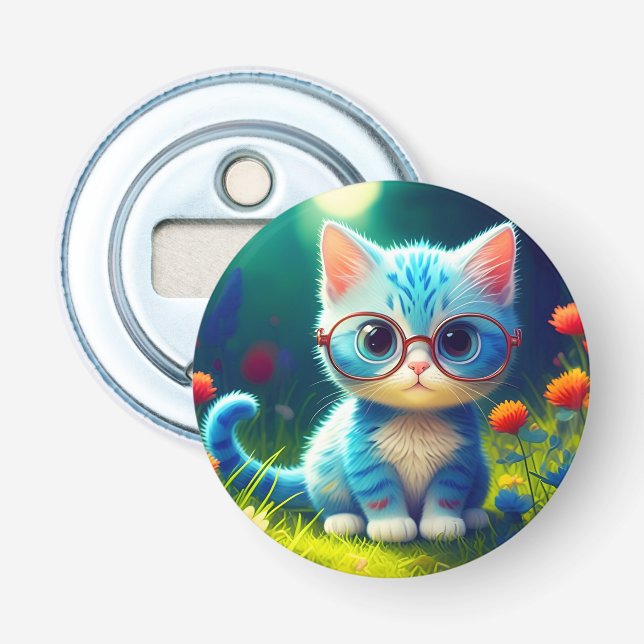 Niedlich Blue Kitten Tragebrille-276548 Flaschenöffner (Vorderseite)
