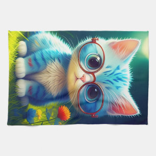 Niedlich Blue Kitten Tragebrille-276548 Geschirrtuch