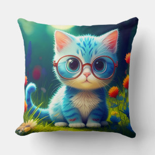 Niedlich Blue Kitten Tragebrille-276548 Kissen