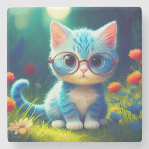 Niedlich Blue Kitten Tragebrille-276548 Steinuntersetzer