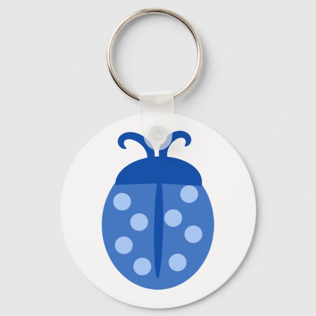 Niedlich Blue Ladybug Button Schlüsselanhänger (Vorderseite)