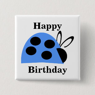 Niedlich Blue Ladybug Geburtstag Button