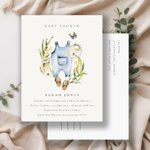 Niedlich Blue Leafy Foliage Baby Kleidung Babydusc Postkarte