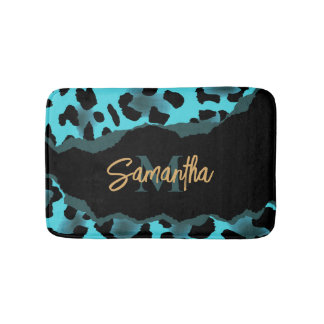 Niedlich Blue Leopard Print Badematte