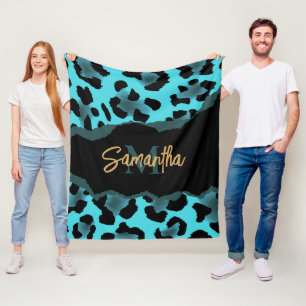 Niedlich Blue Leopard Print Fleecedecke