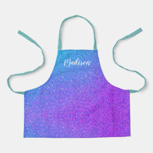 Niedlich Blue Lila Ombre Glitzer Girls Personalisi Schürze