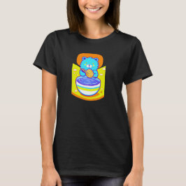 Niedlich Blue Lion Enjoying Ramen Noodles T-Shirt