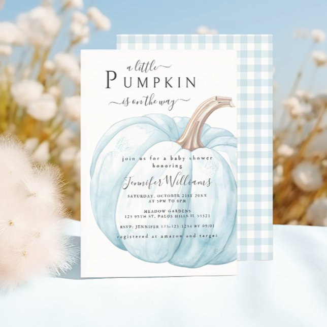 Niedlich Blue Little Pumpkin Baby Boy Dusche Einladung (Von Creator hochgeladen)