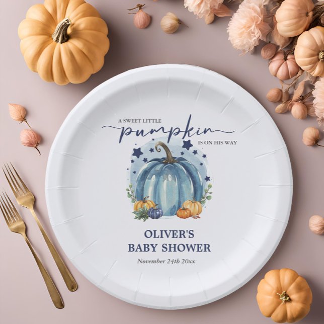 Niedlich Blue Little Pumpkin Baby Boy Dusche Pappteller (Von Creator hochgeladen)