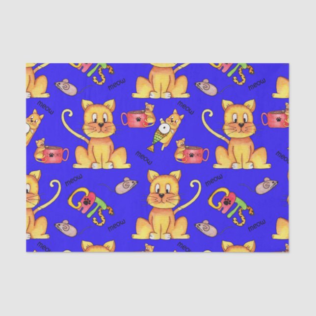 Niedlich Blue Meow Cases Seidenpapier (Vorderseite)