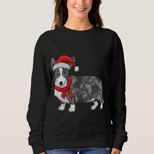 Niedlich Blue Merle Cardigan Corgi Weihnachtsmannm Sweatshirt (Vorderseite)