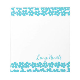 Niedlich Blue Minimalistisch Daisy Muster Blumenbe Notizblock