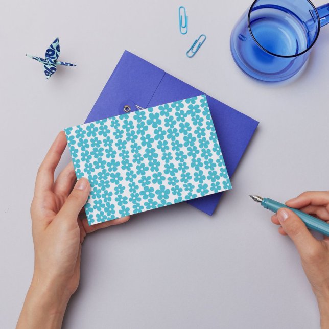 Niedlich Blue Minimalistisch Daisy Muster Floral Postkarte (Von Creator hochgeladen)