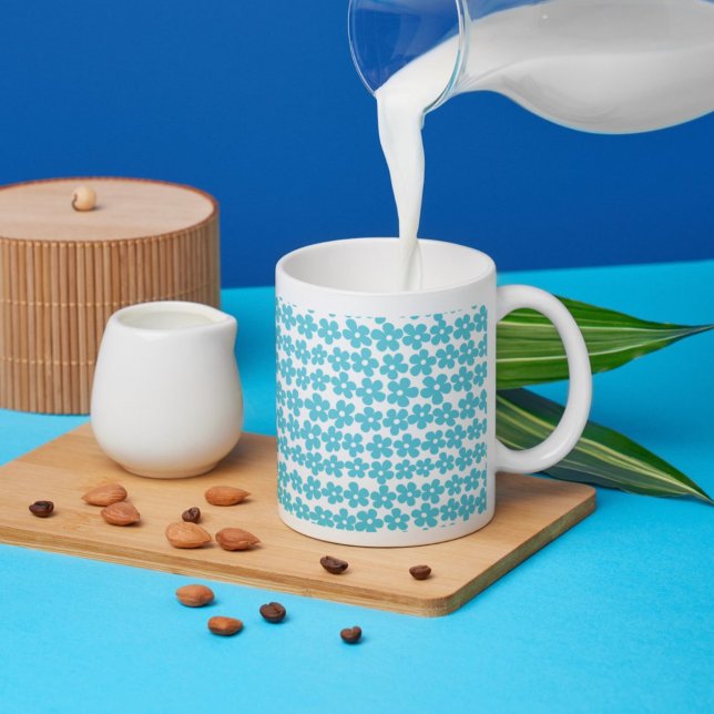 Niedlich Blue Minimalistisch Daisy Muster Floral Tasse (Von Creator hochgeladen)