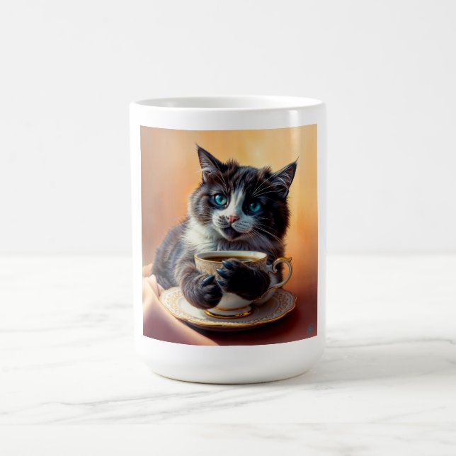 Niedlich Blue Mit Augen Kitten Kaffeetasse (Mittel)
