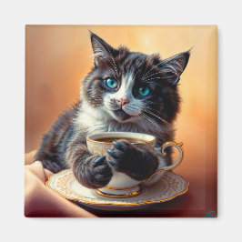 Niedlich Blue Mit Augen Kitten Magnet