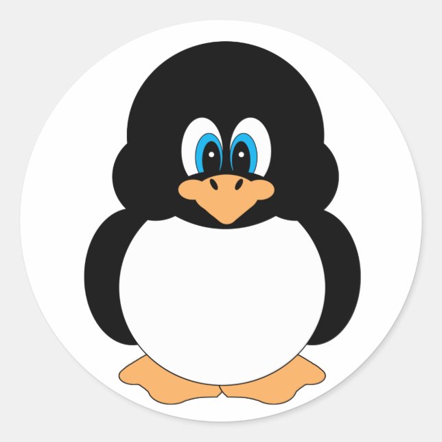 Niedlich Blue Mit Augen Pinguin Stickers (Vorderseite)