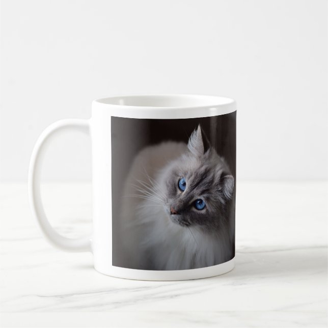 Niedlich Blue Mit Augen Ragdoll Cat Tasse (Links)