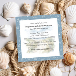 Niedlich Blue Modern Beach Party Geburtstagseinlad Einladung