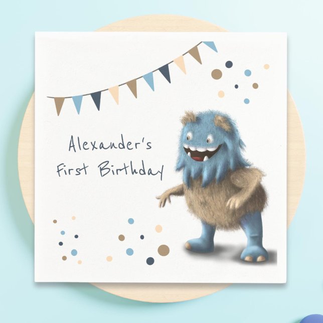 Niedlich Blue Monster Erster Geburtstag Serviette (Von Creator hochgeladen)