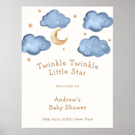 Niedlich Blue Moon Stars Twinkle Baby Dusche Empfa Poster