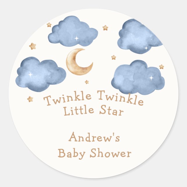 Niedlich Blue Moon Stars Twinkle Twinkle Baby Dusc Runder Aufkleber (Vorderseite)