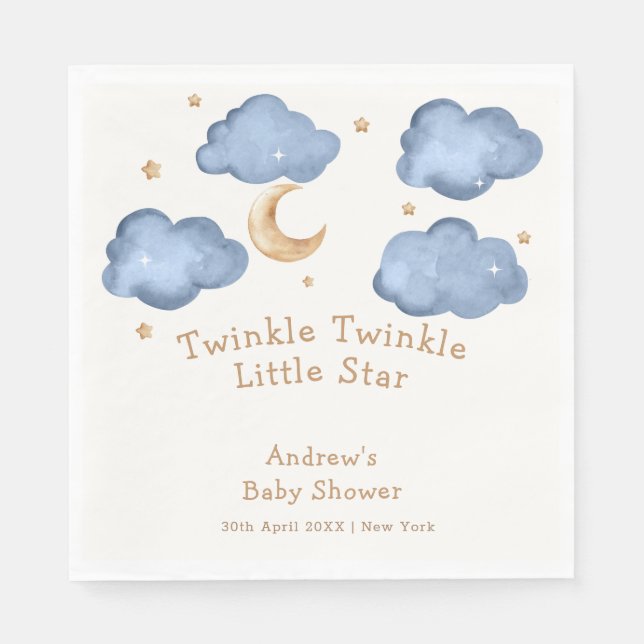 Niedlich Blue Moon Stars Twinkle Twinkle Baby Dusc Serviette (Vorderseite)