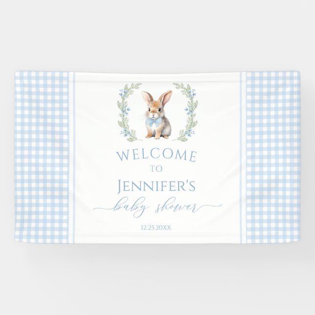 Niedlich-Blue-Oaster-Bunny-Baby-Dusche Begrüßung B Banner (Horizontal)