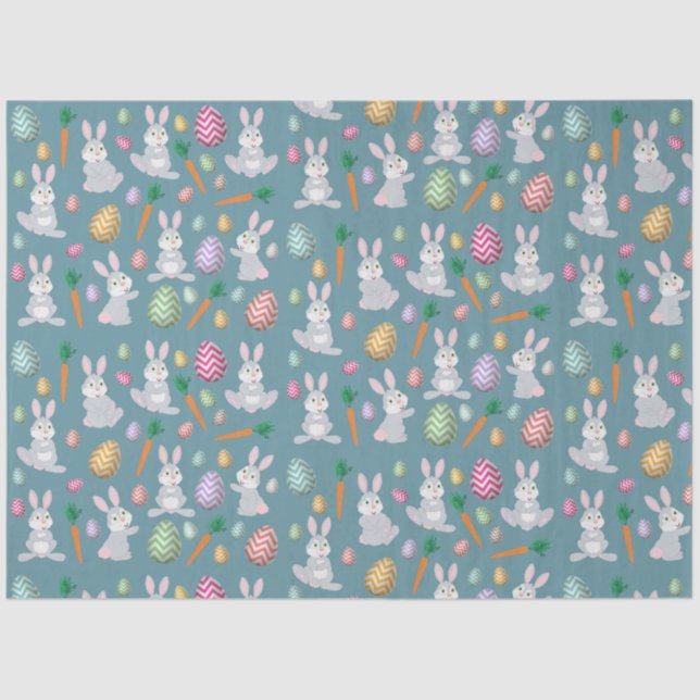 Niedlich Blue Oaster Bunny Rabbit Muster Seidenpapier (Vorderseite)