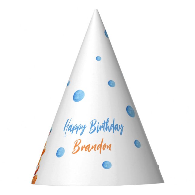 Niedlich Blue & Orange Coral Dolphin Kindergeburts Partyhütchen (Vorderseite)