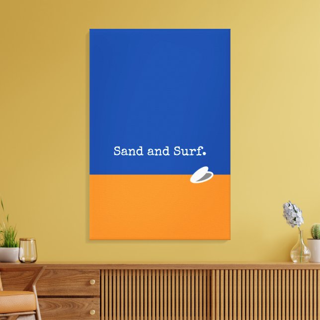 Niedlich Blue Orange Sand Surf Happy Clam Minimali Leinwanddruck (Insitu (Wohnzimmer))