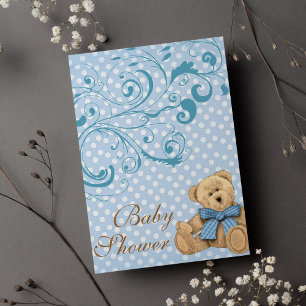 Niedlich Blue Polka Dots BaBy Dusche Einladung