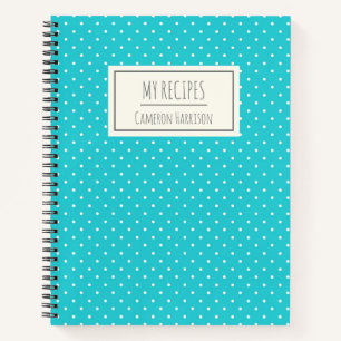 Niedlich Blue Polka Dots Personalisiert Kids Rezep Notizbuch