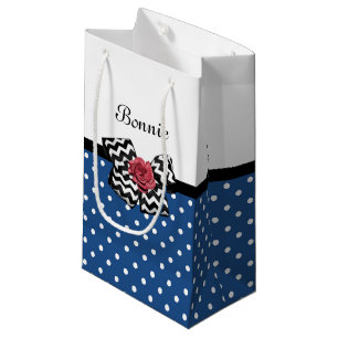 Niedlich Blue Polka Dots Rote Rose Zickzack Bow un Kleine Geschenktüte