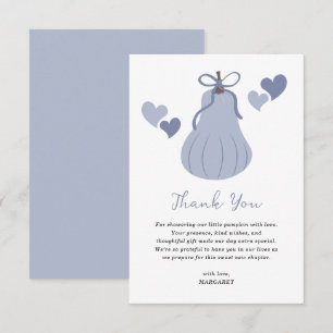 Niedlich Blue Pumpkin Bow Script Boy Baby Dusche Dankeskarte