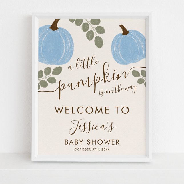 Niedlich Blue Pumpkin Eucalyptus Baby Dusche Willk Poster (Von Creator hochgeladen)