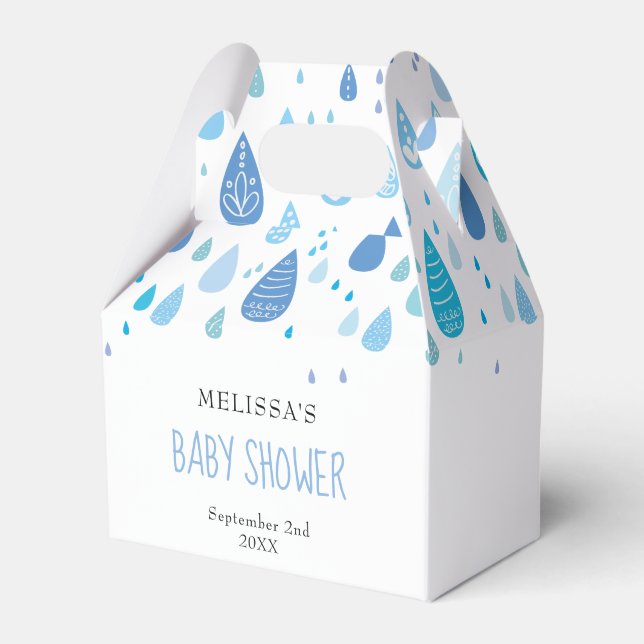 Niedlich Blue Raindrops Baby Dusche Geschenkschachtel (Vorderseite)